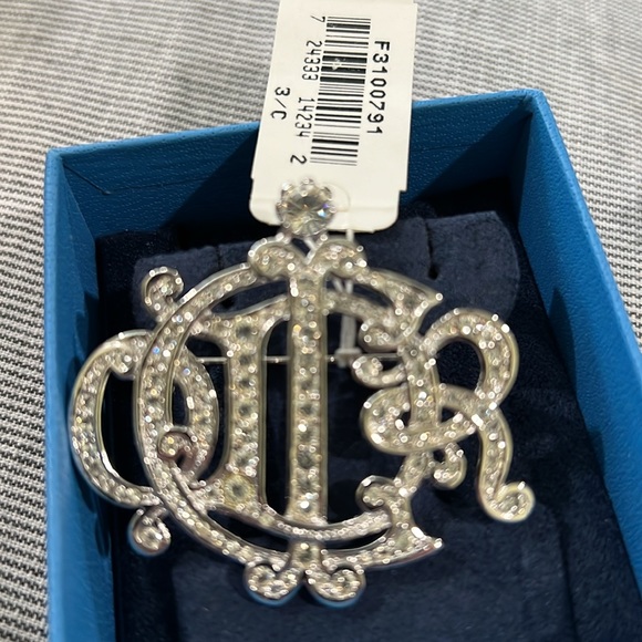 RARE NEW Christian Dior Monogram Brooch Pin Crystals. Made in Germany. NWT - Picture 3 of 5